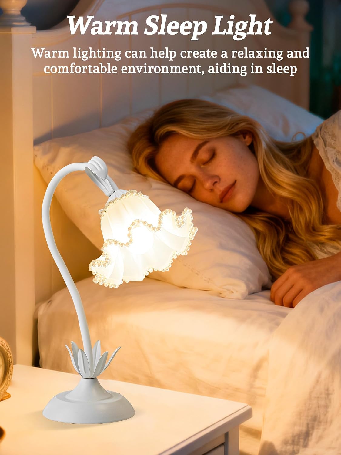 Flower Table Lamp Bedside Lamps LED Reading Light,3 Color Modes Cute Small Lamp, Vintage Flower Lamp Kawaii Table Lamp for Bedroom Living…