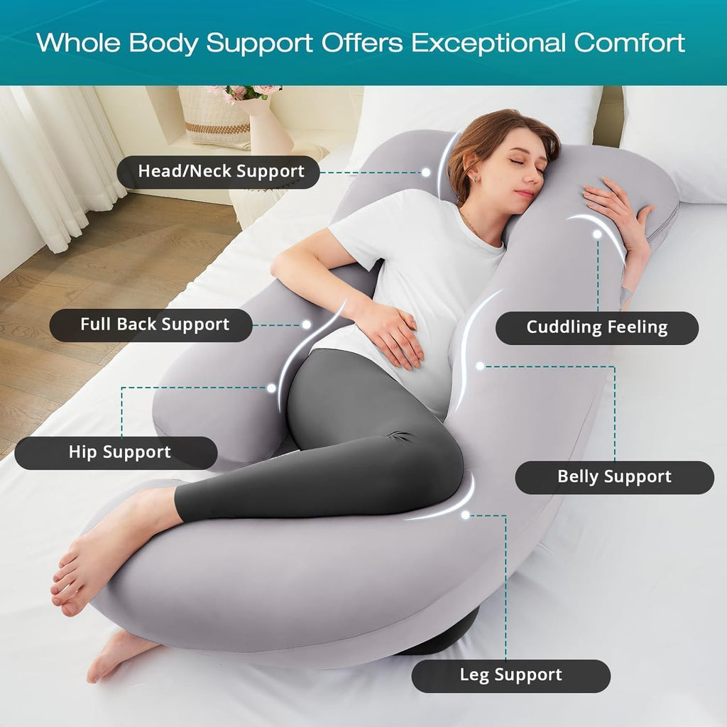 Sasttie Pregnancy Pillows for Sleeping, Jumbo U Shaped Cooling Full Body Pillow with Removable Cover, Pregnant Women Must Haves, Maternity…