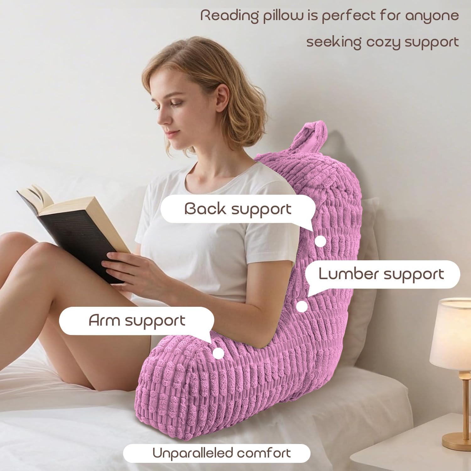 MIJIMO Reading Pillows for Sitting in Bed Adult, Back Rest Pillow for Sitting Up in Bed and Couch, Back Support Chair Pillow Support…