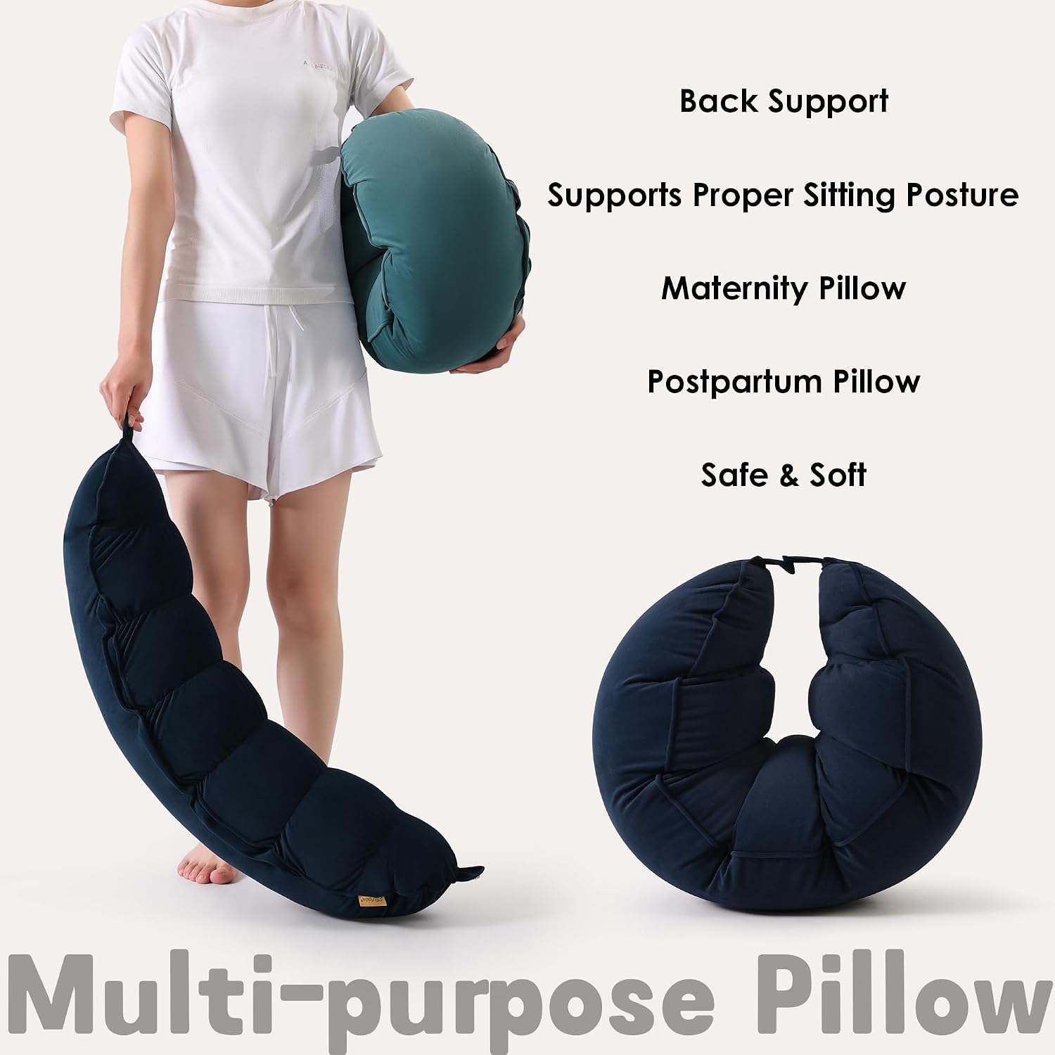 Peallow(Pat. Pend) – Long Round Body Pillow for Adults, Bolster Pillow for Sleeping, Soft and Supportive Pillow for Sleeping & Lumbar…