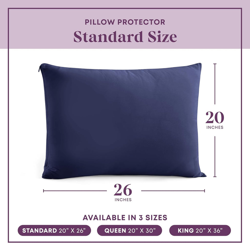 CirclesHome Pillow Protectors 2 Pack Standard Zippered - 100% Cotton Breathable Pillowcases - Protects Pillows from Dirt, Dust and Debris…