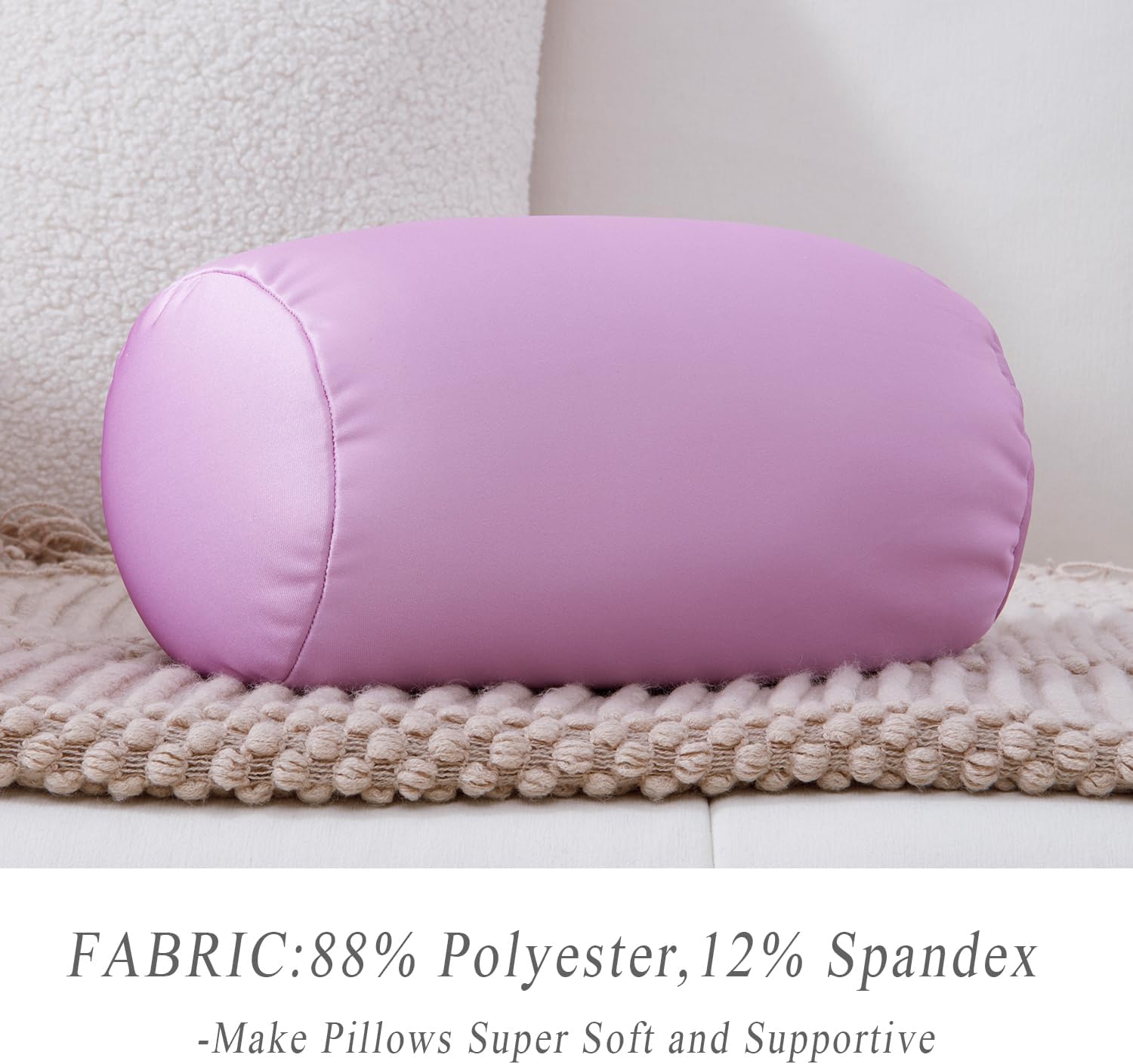 Microbead Neck Body Pillow Tube Microbead Bolster Bean Smooth Cool Pillow Neck Cervical Roll Pillow for Sleeping 7 x 12Inch Throw Travel…