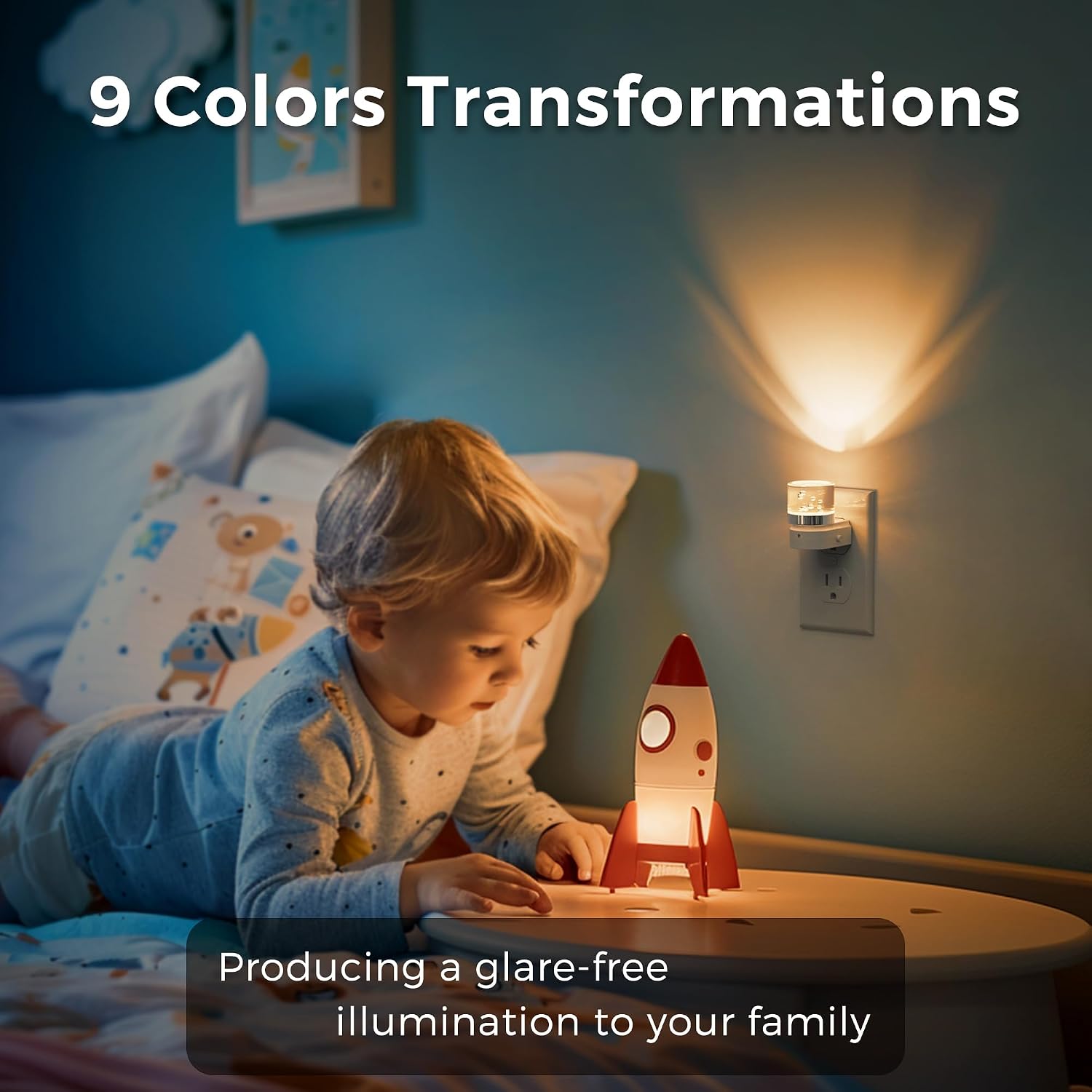 L LOHAS LED Night Light, Night Lights Plug into Wall, Color Changing Nightlight RGB with Dusk to Dawn Sensor, for Halloween, Christmas…