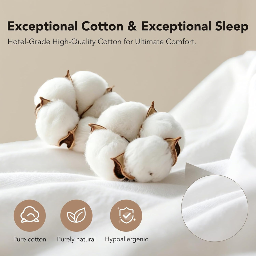 Down Bed Pillows, White Duck Down Feather Filled Pillow Inserts, Luxurious Soft Hotel Bed Pillow for Sleeping with Breathable Cotton…