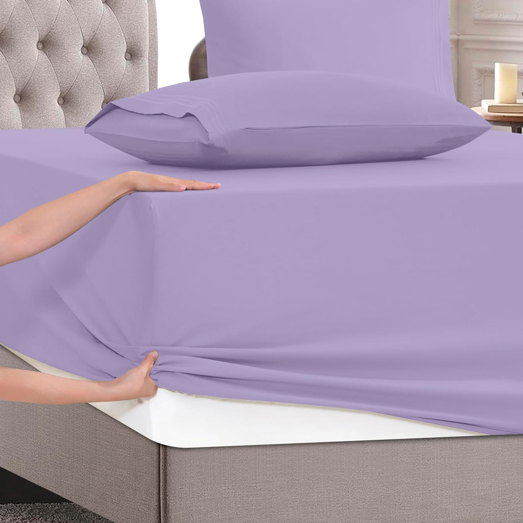 MocassiLuxuryBedding Mocassi Twin XL Size 4-Piece Bed Sheet Set - 1800 Hotel Quality Microfiber 18-24 Inches Extra Deep Pocket Fitted Sheet…