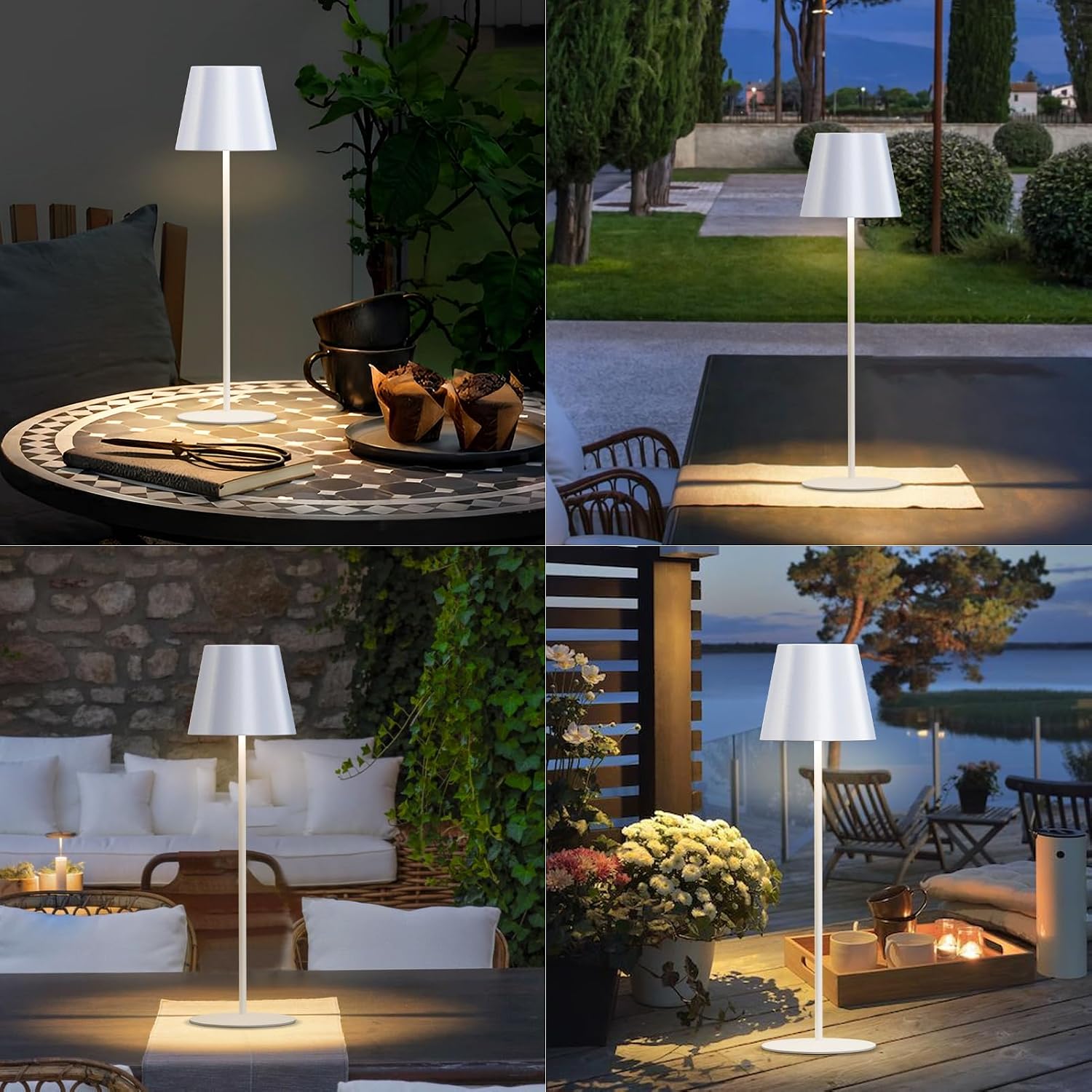 uuffoo 2 Pack Cordless Table Lamp Rechargeable 5000mAH Battery Operated Lights Touch Control LED Portable Desk Lamps 3 Color Dimming for…