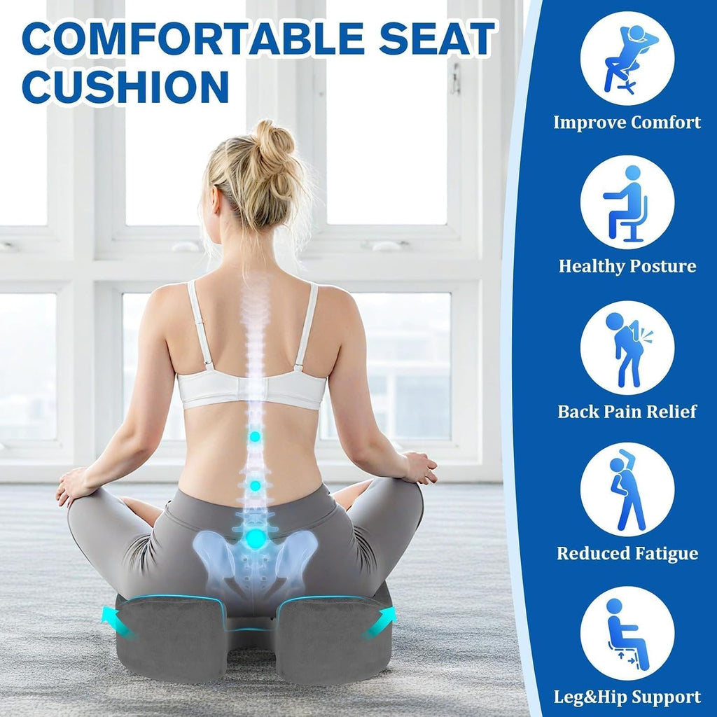 CushyOasis Seat Cushion, Gel Chair Cushions, Office Chair Cushions, Anti-Slip Bottom & Removable Cover Tailbone Cushion, Memory Foam Seat C…