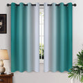 Yakamok Teal and Greyish White Ombre Curtains 63 Inch Length, Light Blocking Gradient Color Curtains, Room Darkening Thermal Insulated Grom…