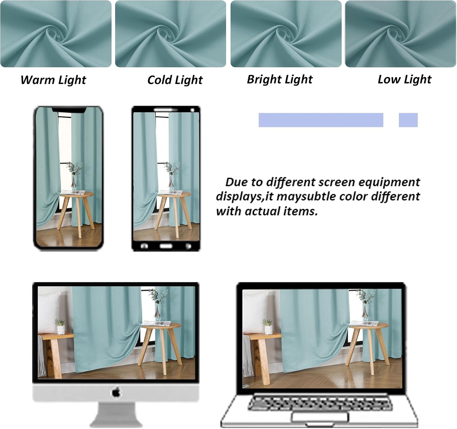 Simplebrand Ava Aqua Blackout Curtains for Bedroom 96 Inches Long 2 Panels, Solid Thermal Insulated, Energy Saving Nursery Window Treatment…