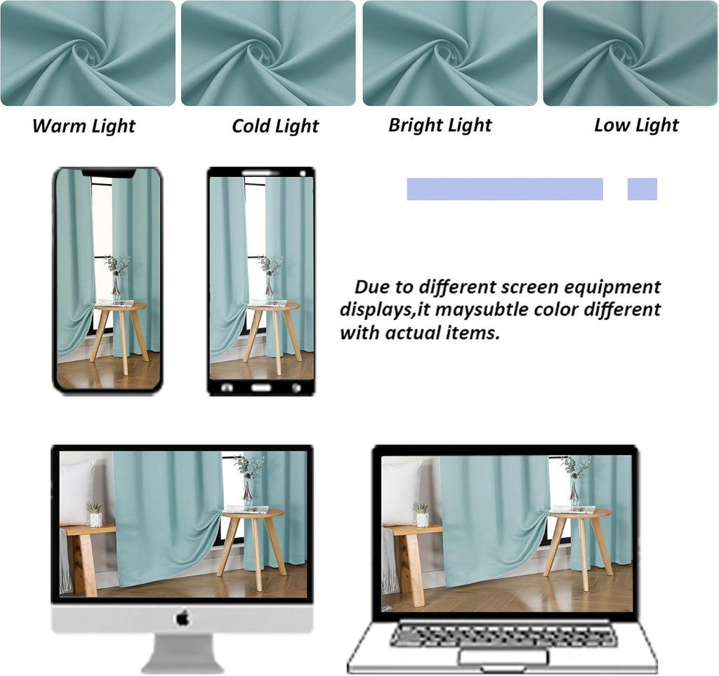 Simplebrand Ava Aqua Blackout Curtains for Bedroom, 78 Inch Length, 2 Panels Set, Privacy Thermal Insulated Rod Pocket Window Curtains for…
