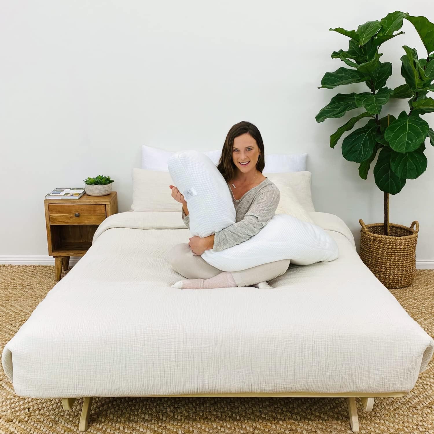 LadiesPillow Supportive Full Body Pillow Contours to Body Soft Pillow Extra Long Pillow for Bed All Sleep Positions Pregnancy Pillows Back…