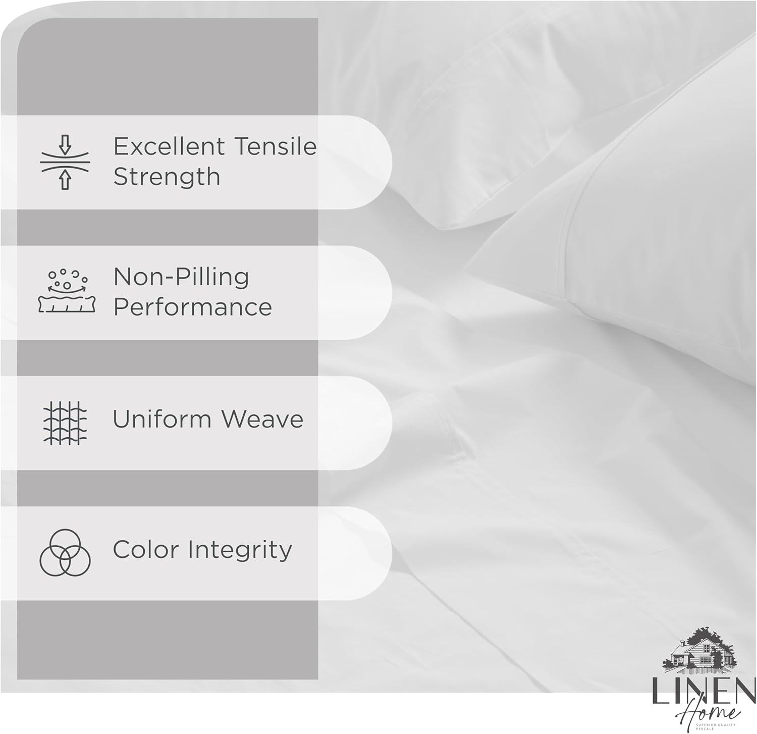 Linenhome Linen Home 4 Piece Twin Cotton Sheet Set, 100% Cotton Percale, 2 Pillowcases, Deep Pocket with All Around Elastic Sheet, Crisp Br…