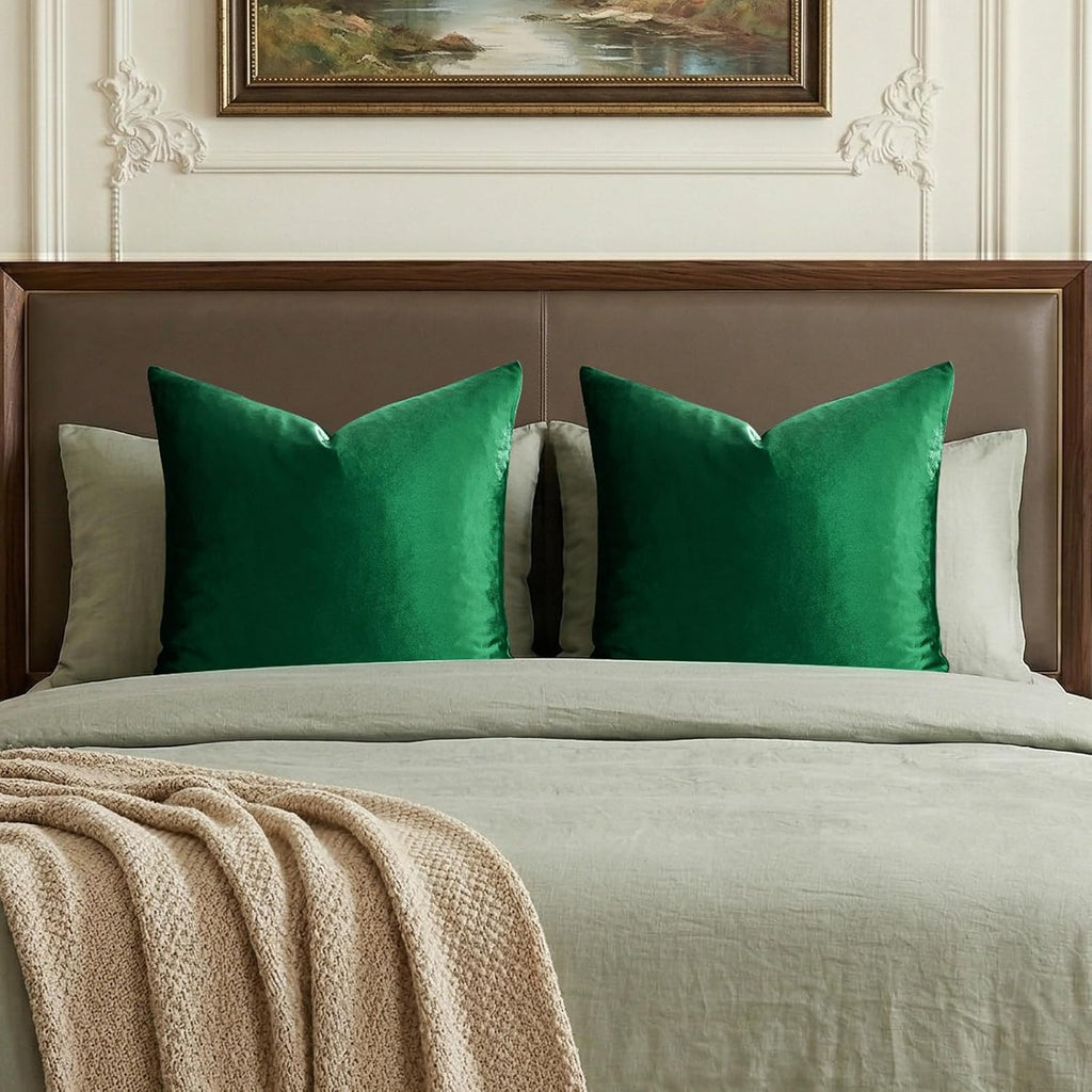 GIGIZAZAFocusingonhomedecoration GIGIZAZA Decorative Throw Pillow Covers 26x26, Set of 2 Forest Green Square Couch Pillow Covers, Velvet Sofa…
