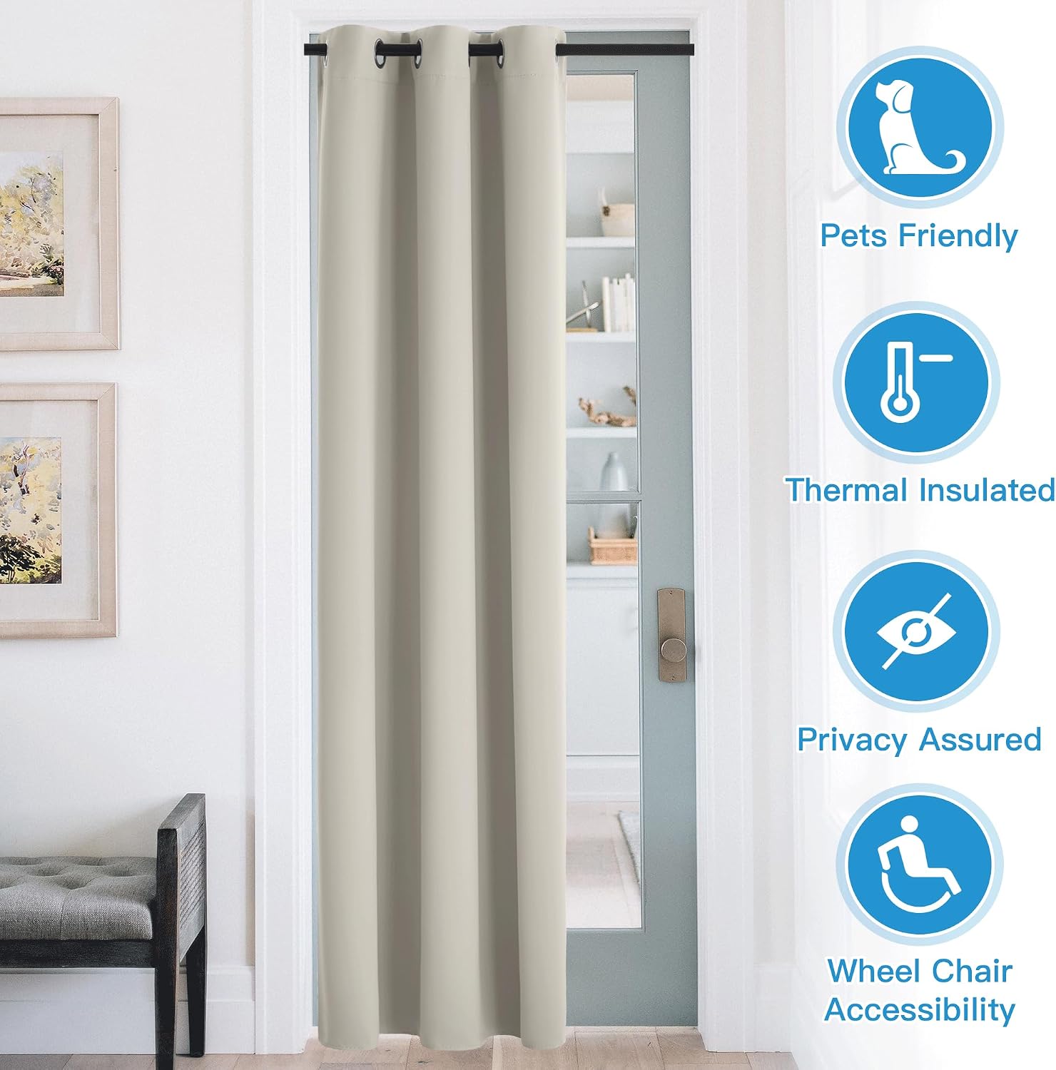 Rybhome RYB HOME Temporary Doorway Curtains Blackout Privacy Room Divider Curtains Portable Drapes for Closet Wall Panel for Bedroom Living…