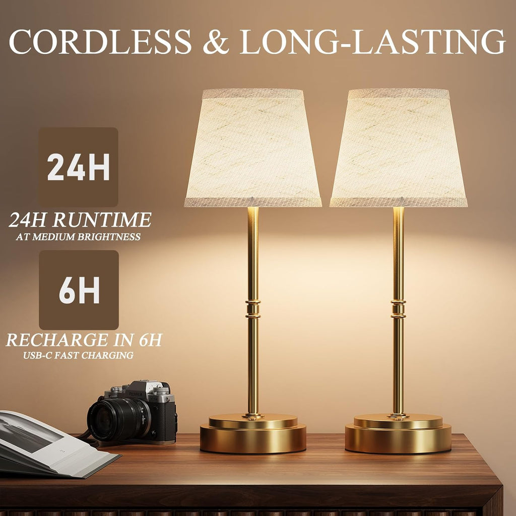 Cordless Table Lamp Rechargeable - Portable LED Desk Lamp for Dining Room, Bedroom, Patio - 2-in-1 Adjustable Height (16"/11") Touch Light…