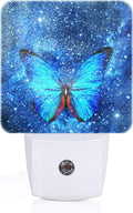 Stars Shining and Blue Butterflies Night Light, Plug-in Night Lights with Dusk-to-Dawn Sensor for Stairway, Hallway, Bedroom Sleep Friendly…