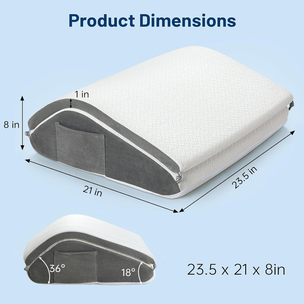 Vekkia Knee Wedge Pillow for Back Sleeping, Dual-Layer Knee Pillow with Dual Handles, Adjustable Elevation Pillow for Legs Post-Surgery, Kn…