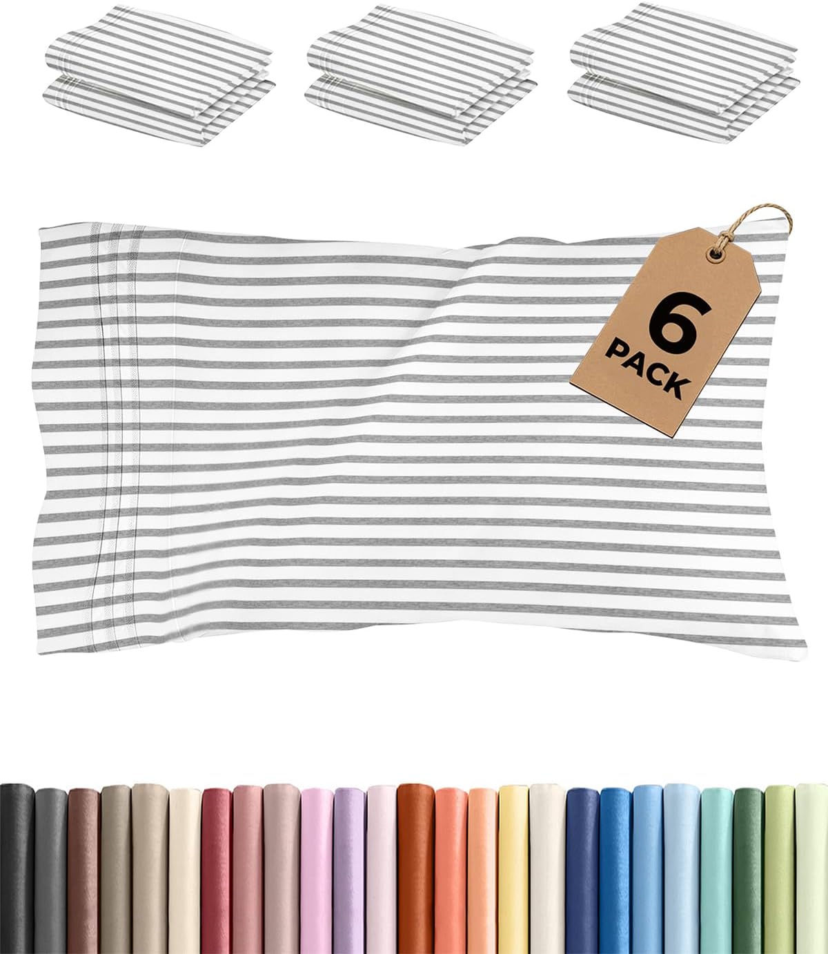 Queen Pillow Cases Set of 6 - Ultra Soft Hotel Quality Pillowcase Covers - Comfy & Wrinkle Free - Shrink & Fade Resistant - Machine…