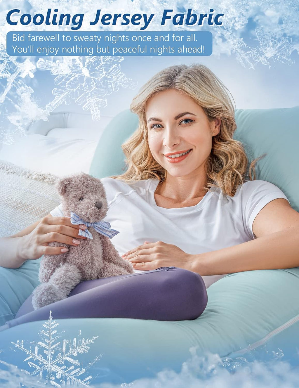 Meiz Pregnancy Pillow, Cooling Pregnancy Pillows for Sleeping, Maternity Pillow for Pregnant Women, Pregnancy Body Pillow with Cooling Jers…