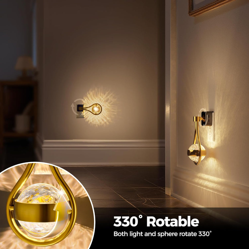 Briignite LED Night Lights Plug into Wall, 330° Rotating Night Light with Dusk to Dawn Sensor, 0-100LM Dimmable Nightlight Adjustable…