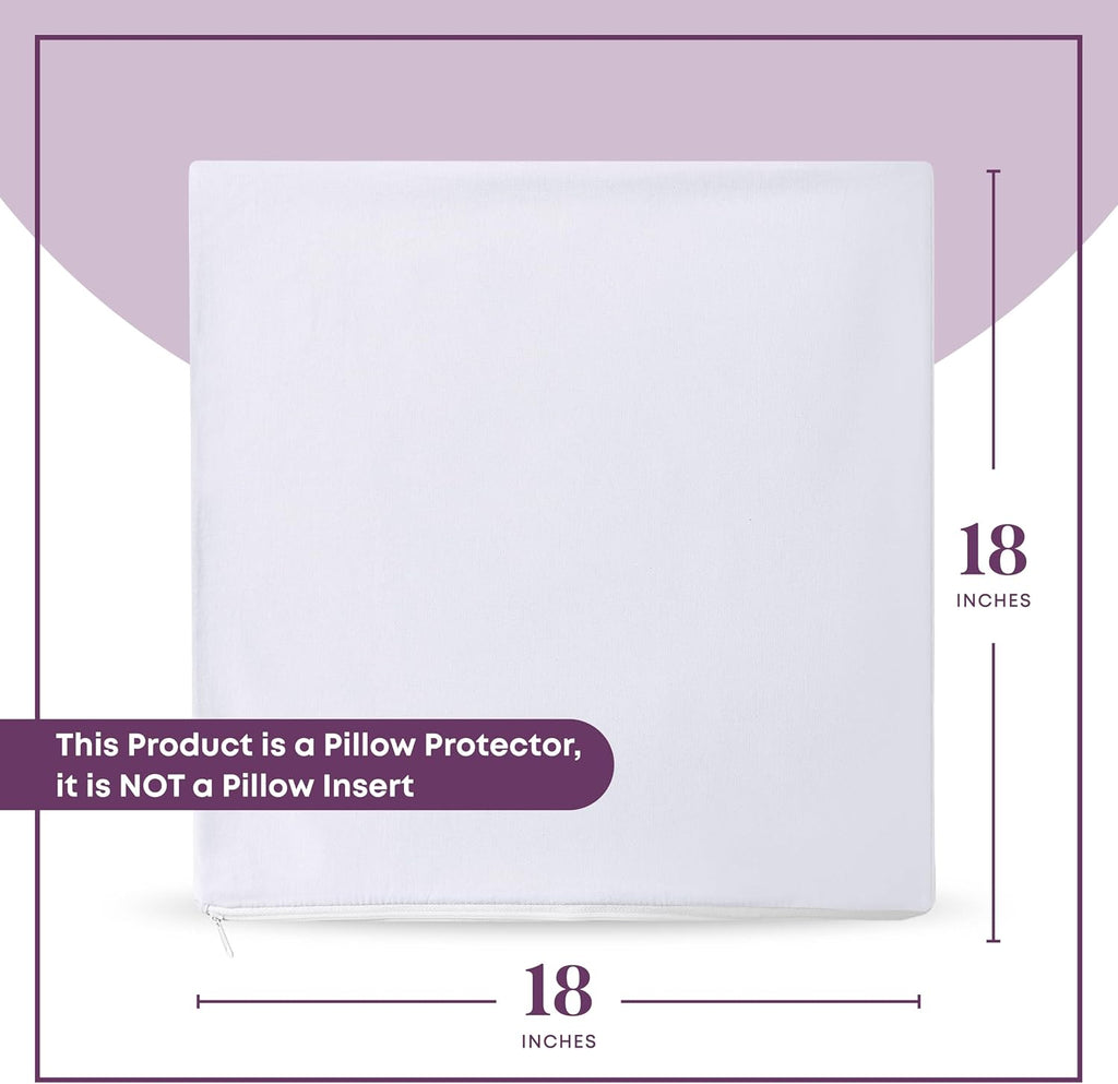 CIRCLESHOME Throw Pillow Protectors - 100% Cotton Breathable Pillowcases - 18 X 18 Square Pillowcases - Protects Pillows from Dirt, Dust…