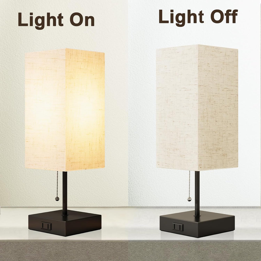 YIDPU Table Lamp for Bedroom, Nightstand Lamp for Bedside with AC Outlets, Adjustable 3color LED Light Desk Lamp for Home Decor, Included…