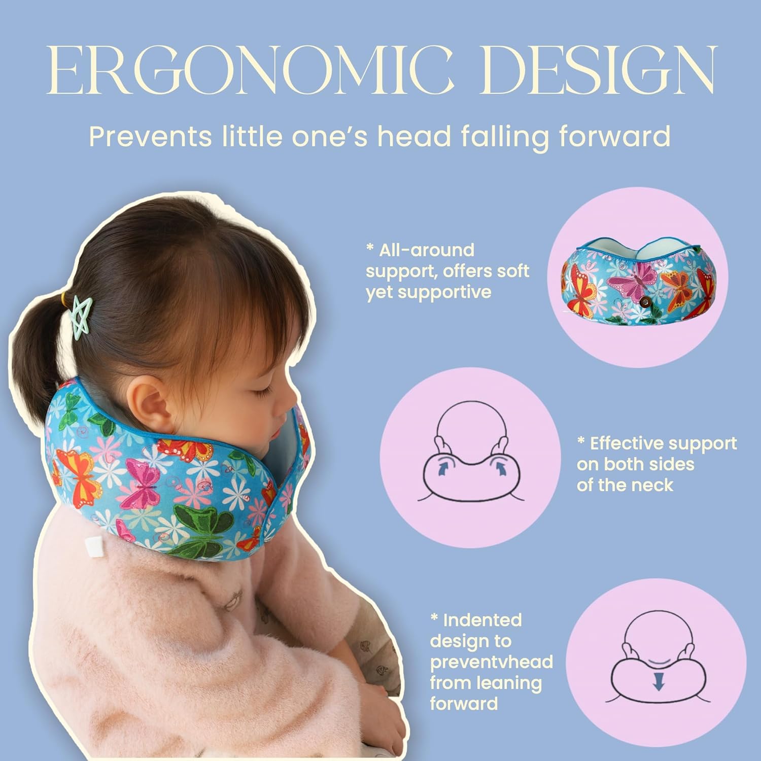 Skytraxcomf SKYTRAX® Certified Kids Safe Memory Foam Travel Neck Pillows for Kids and Toddlers Cute Cartoon Design, Car Seat & Airplane Hea…