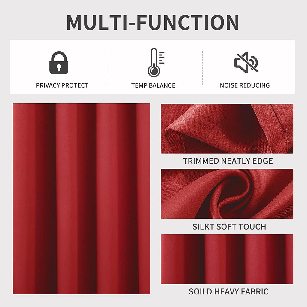 Joydeco Blackout Curtains 120 inches Long 2 Panels Set, Thermal Insulated Long Curtains & Drapes 2 Burg, Room Darkening Grommet Drapes for…