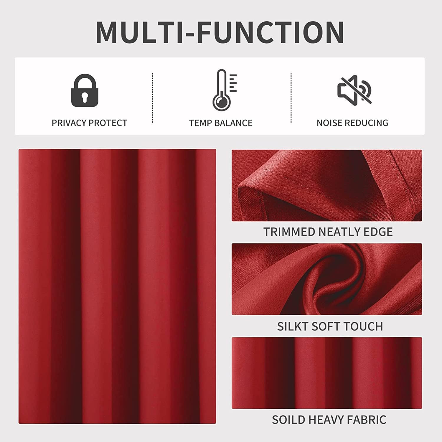Joydeco Blackout Curtains 84 inches Long 2 Panels Set, Thermal Insulated Long Curtains & Drapes 2 Burg, Room Darkening Grommet Drapes for B…