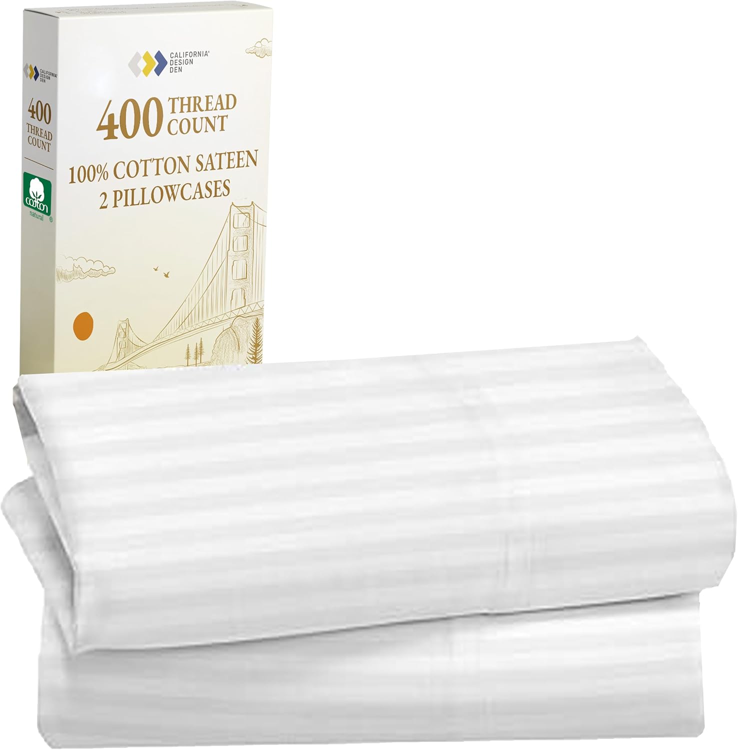 CaliforniaDesignDen California Design Den King Size Pillowcase Set - 400 Thread Count, 100% Cotton Sateen, Set of 2 Pillow Covers, Soft and…