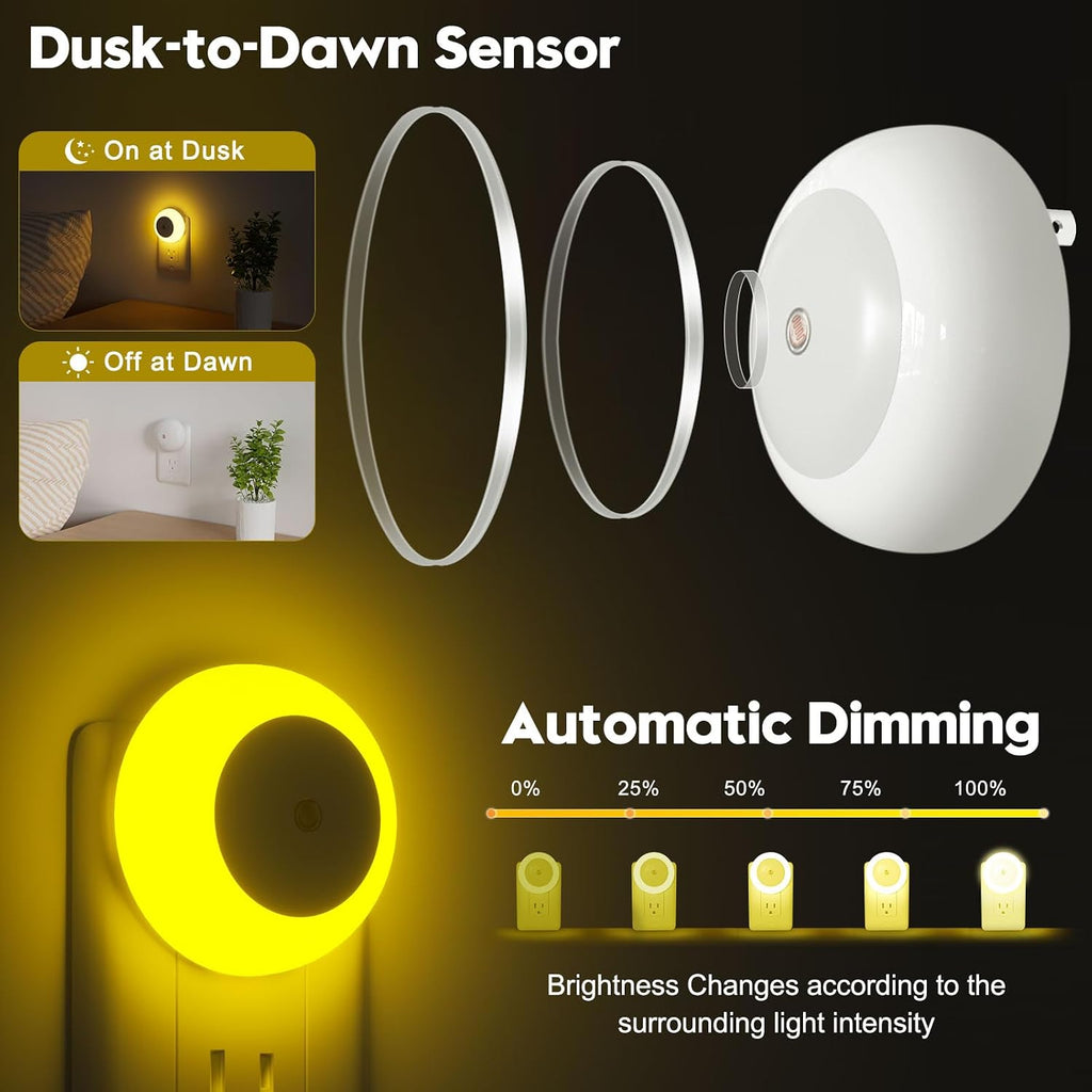 fesnne Night Light, Night Lights Plug into Wall, Dusk to Dawn Sensor, Amber Led Night Light 0.5W, 8 Pack Nightlight for Adults, Bedroom…