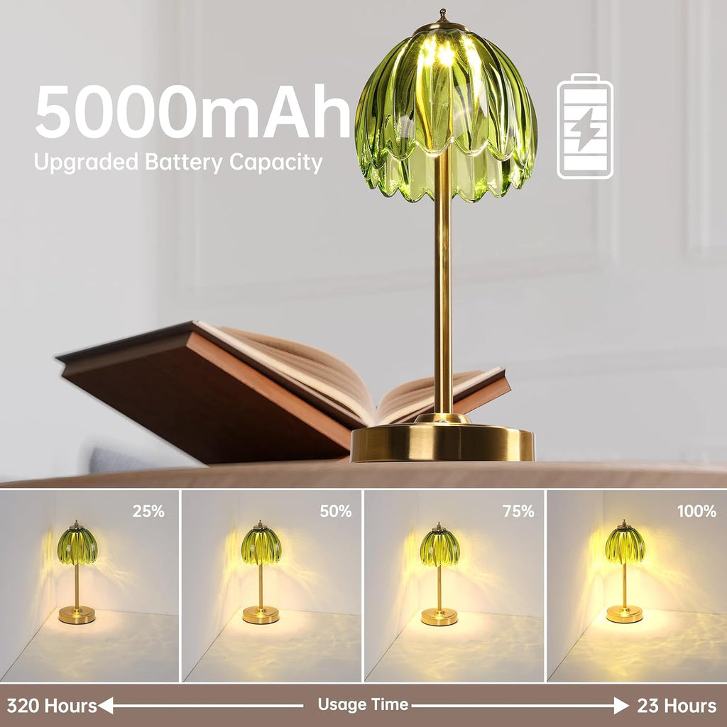 Shenmoyl Tulip Table Lamp with 5000mAh Battery & Touch Control, Cordless Table Lamp with 3 Colors, Dimmable Rechargeable Table Lamps for…