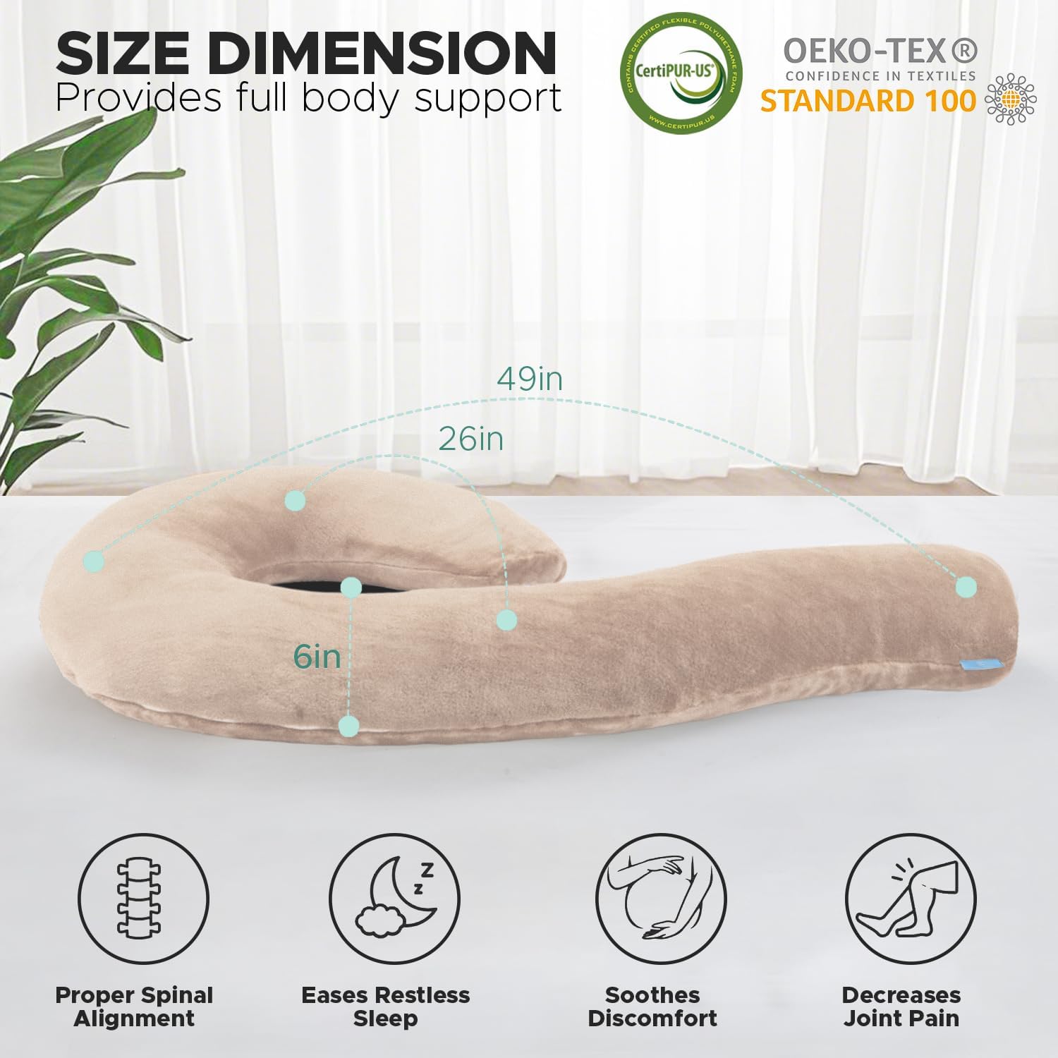 SchnauzerHome SCHNAUZER HOME Body Pillow for Adults - Soft Long Bed Pillows Insert for Sleeping - Shredded Memory Foam and Removable Washab…
