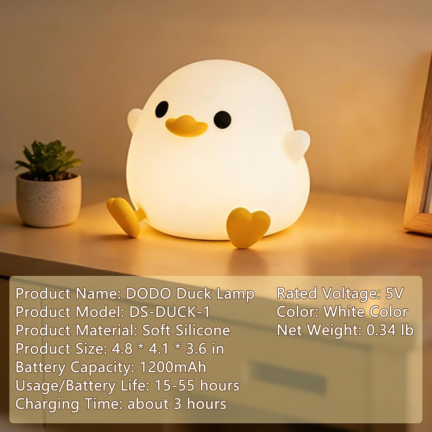 FAMIDUO-BrightenYourLife FAMIDUO Duck Night Light, Cute DoDo Duck Lamp, Squishy Silicone Dimmable Bedside Light for Baby Kids Nursery with…