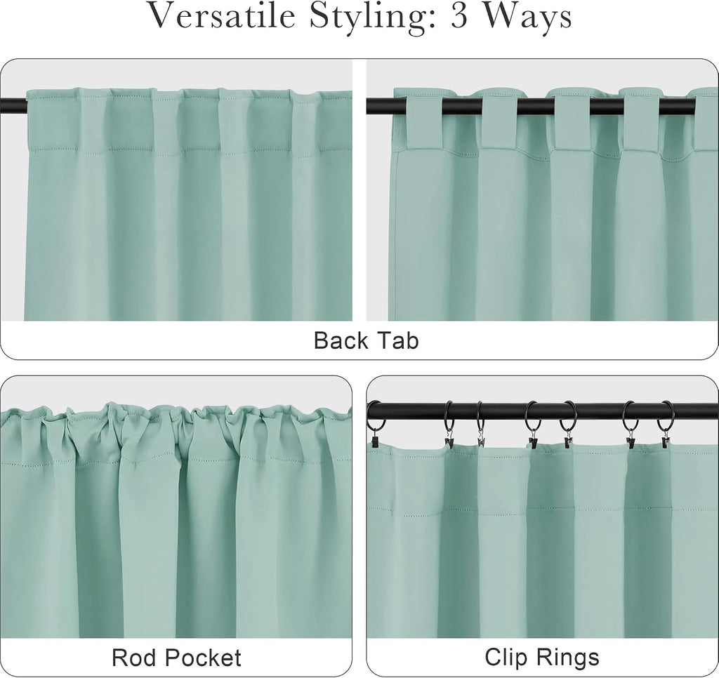 Ponydance PONY DANCE Short Curtain Panels - Kitchen Curtains Room Darkening Light Blocking Energy Saving Short Drapes/Bedroom with Back Tab…