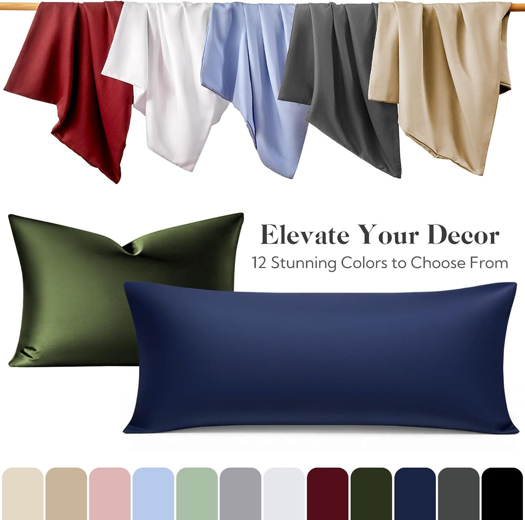 MR&HM Cooling Body Pillow Case 20"x54", Body Pillow Cover for Hot Sleepers, Breathable & Moisture Wicking, Silky Soft Envelope Long Pi…