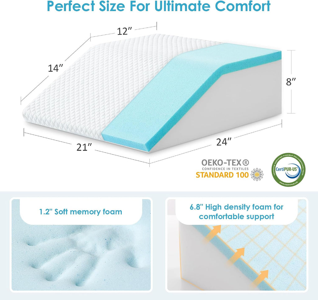 Cozymaker Adjustable Leg Elevation Pillows for Swelling, Cooling Gel Memory Foam Wedge Pillows for After Surgery, Sciatica Back Knee Hip An…