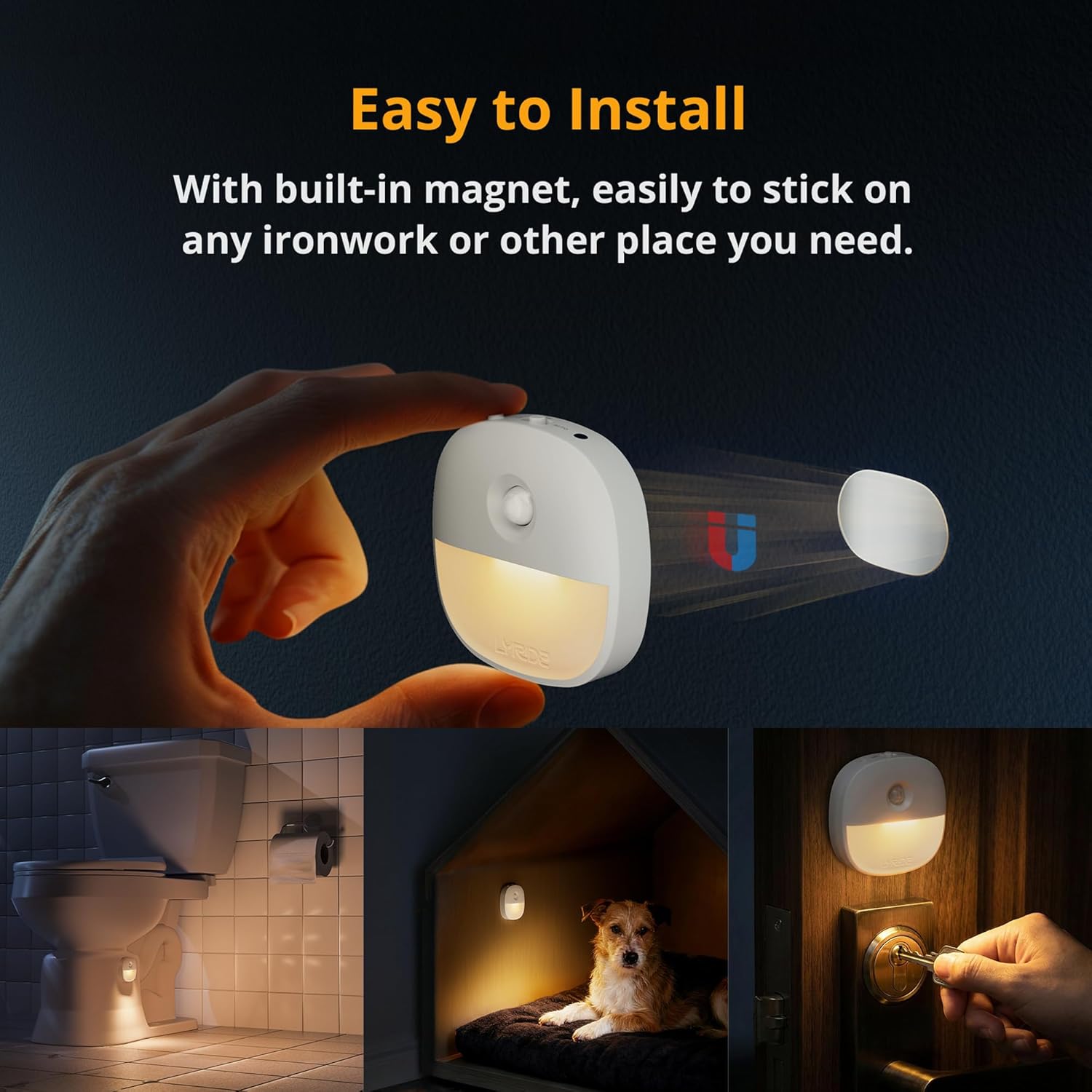 Lyridz Rechargeable Night Light, Motion Sensor Battery Nightlight, Mini Stick-on LED Closet Light, 1-20LM Dimmable Brightness for…