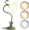 Flower Table Lamp Bedside Lamps LED Reading Light,3 Color Modes Cute Small Lamp, Vintage Flower Lamp Kawaii Table Lamp for Bedroom Living…