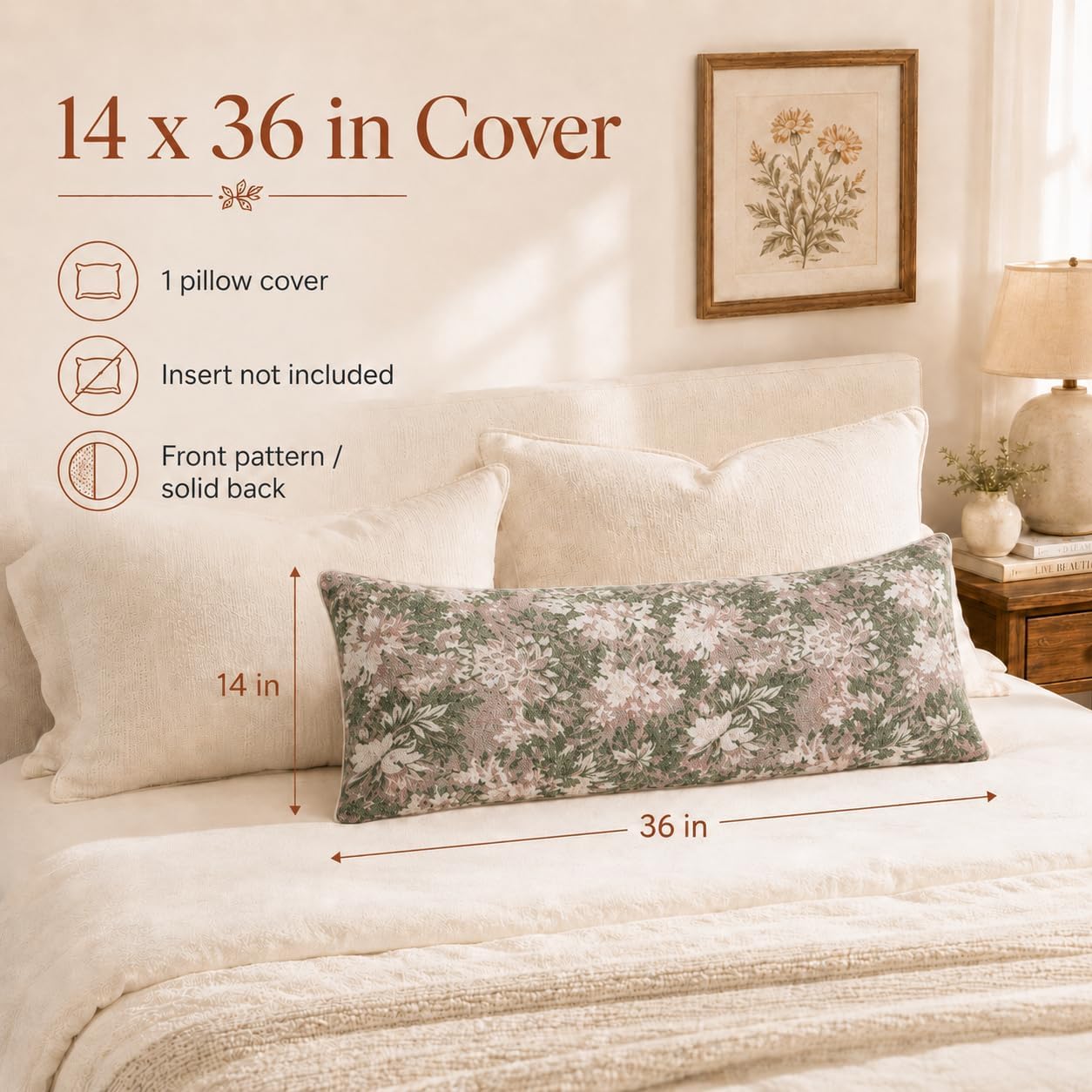 Haguko Vintage Floral Throw Pillow Covers 14x36 Long Lumbar Tapestry Chenille Soft Decorative Farmhouse Rectangular Accent Body Pill…