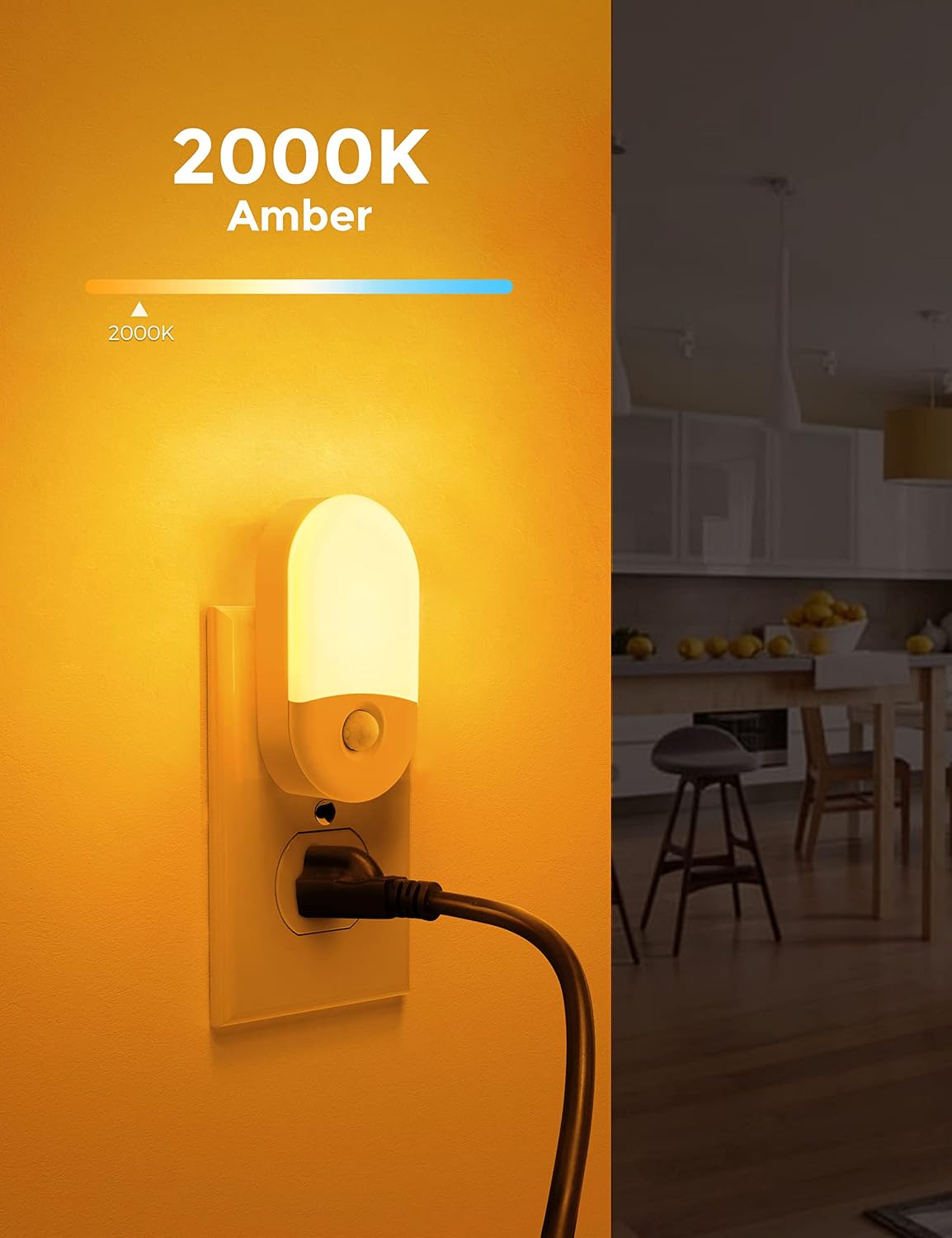 Llohasled L LOHAS LED Amber Night Light, 4 Pack, Night Lights Plug into Wall Motion Sensor, LED Motion Activated Night Lights, 30/60LM, Aut…