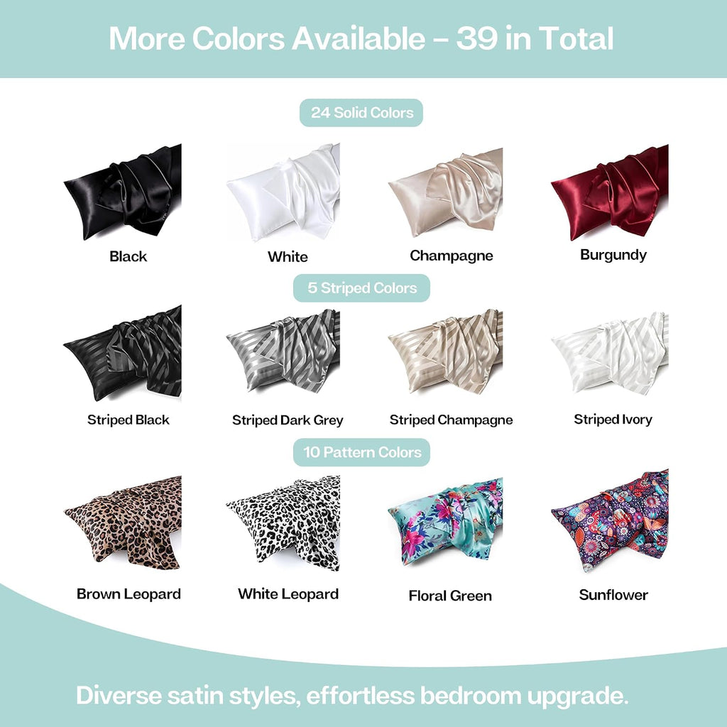 MR&HM Satin Body Pillow Cover, Soft and Breathable Body Pillow Case with Envelope Closure, Cooling and Silky Long Pillowcase for Hair and…