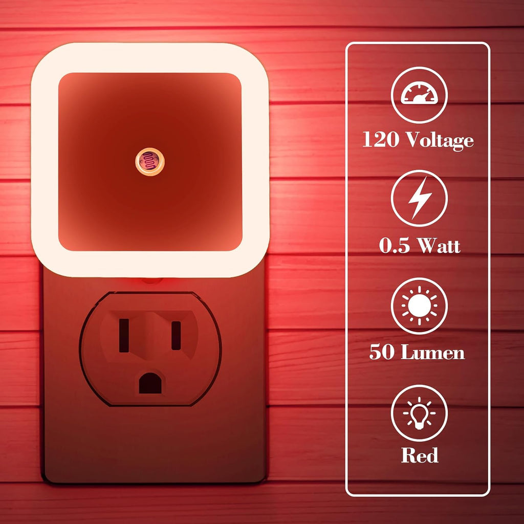 KINUR 6 Pack Red Night Light, LED Night Lights Plug into wall with Dusk to Dawn sensors, Plug in Night Lights for Kids Room, Bedroom…