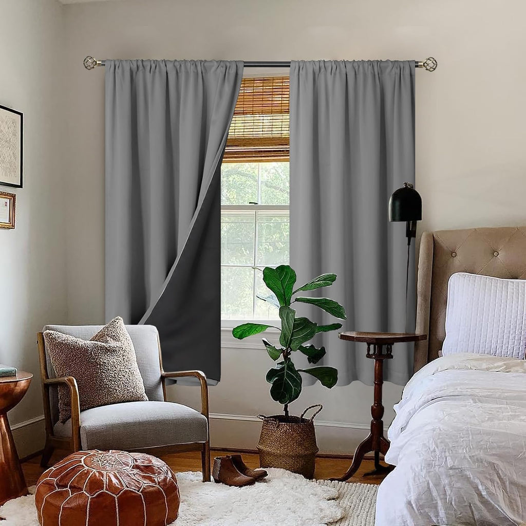 BGment 100% Blackout Curtains for Bedroom 63 Inch Length 2 Panels, Thermal Insulated Room Darkening Curtains Rod Pocket Soundproof…