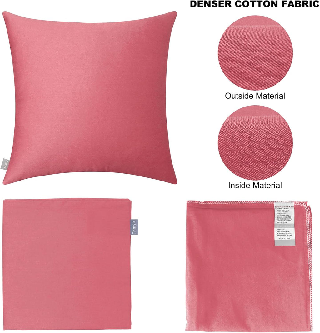 Thmyo 4-Pack 100% Cotton Comfortable Solid Decorative Throw Pillow Case, Square Cushion Cover Pillowcase Sublimation Blank Pillow Covers DI…