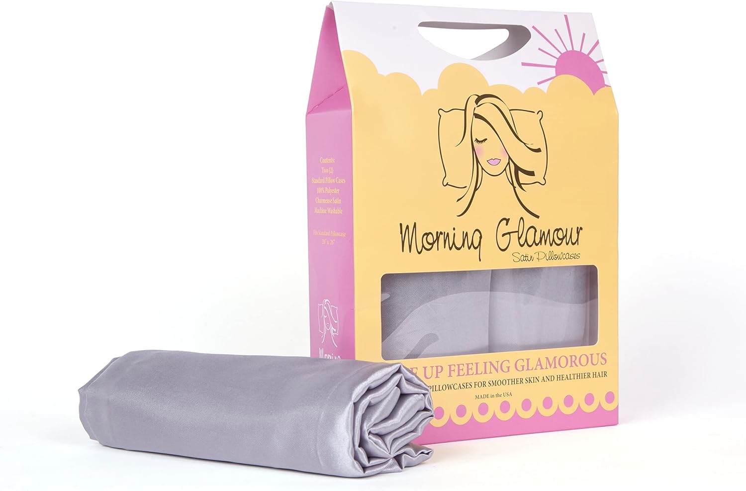 MorningGlamour Morning Glamour Satin Pillowcases for Hair & Skin, Similar to Silk, King Size Set of 2, Cooling Pillow Case with Envelope Cl…