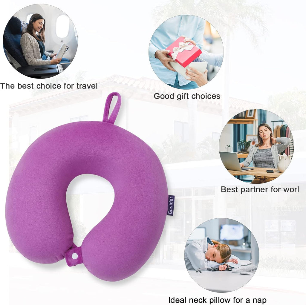 Gosider Travel Pillow Comfortable Neck Pillow U Shape Memory Foam Support Neck and Head Portable Travel Neck Pillow Suitable for Airplane,…
