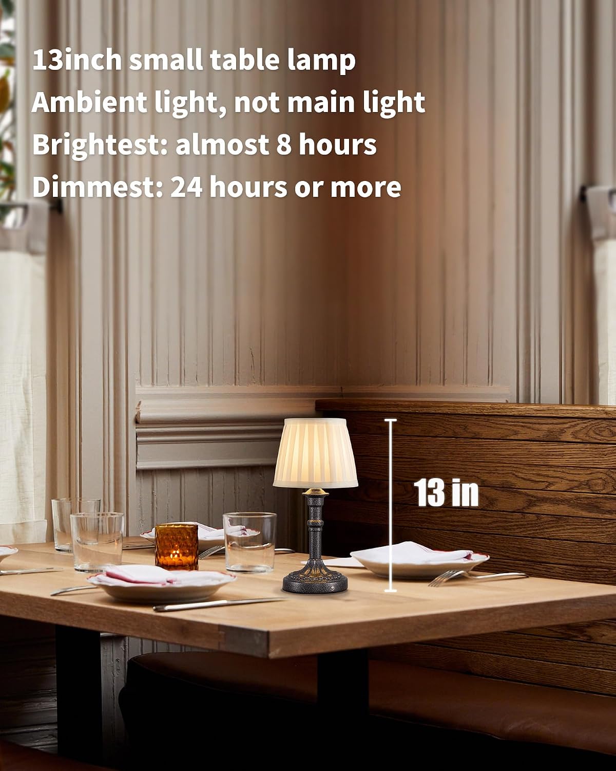 KDG Cordless Portables Table Lamp Set of 2, LED Fabric Shade Small Desk Lamps, 4000mAh Battery Powered Lighting, 2700K Stepless Dimmable…