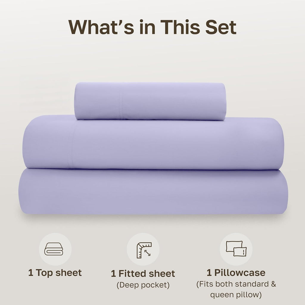 CaliforniaDesignDen California Design Den Twin Size Bed Sheets Set - Soft 100% Organic Sheets with Deep Pockets, Crisp Percale, Breathable…