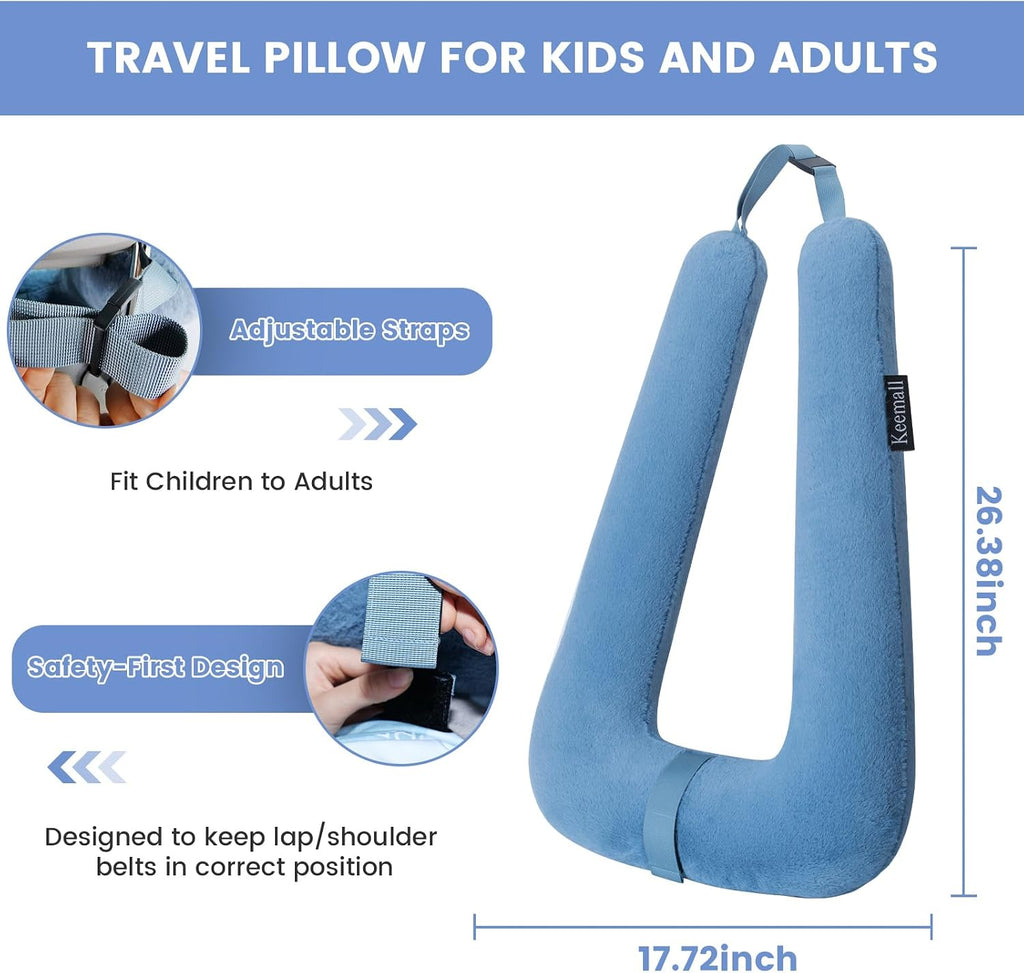 Keemall Car Pillow for Kids, Professional Kids Car Pillow for Sleeping Inflatable Carseat Travel - Safe, Reliable - Travel Pillows for Kid…